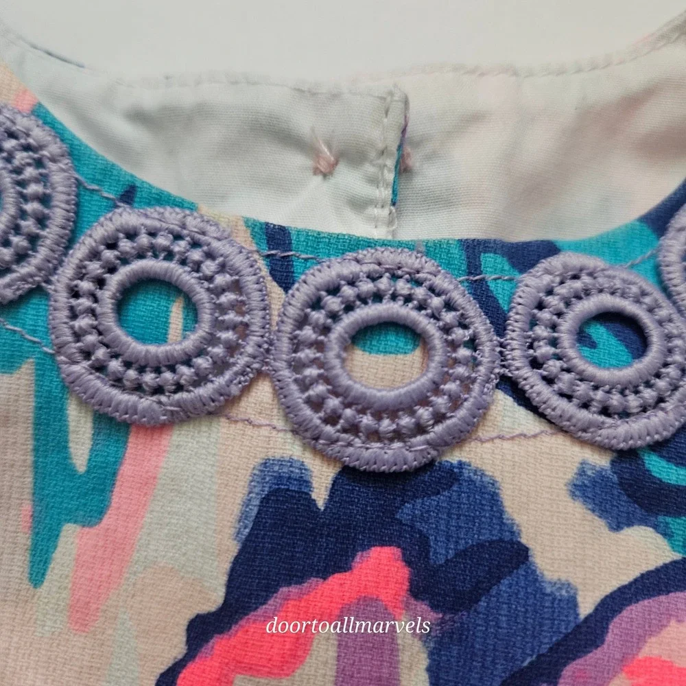 Lilly Pulitzer Baby 18-24M Floral Shift Dress Bloomer Set Crochet Trim Cotton